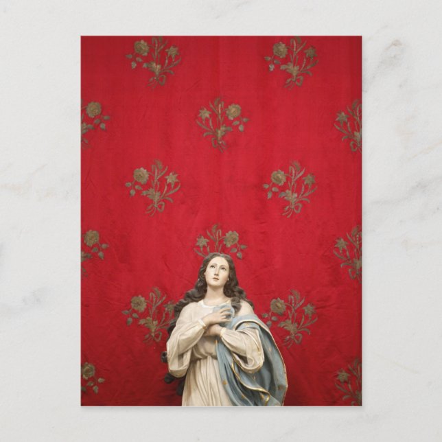 Cartão Postal Estátua virgem numa igreja de Spaccanapoli, Nápole (Frente)