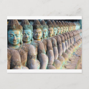 Cartão Postal estátuas budas verdes Siem Reap Camboja