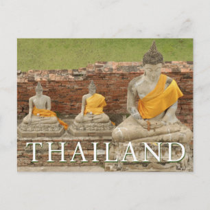 Cartão Postal Estátuas de Buda Sentado   Ayutthaya, Tailândia