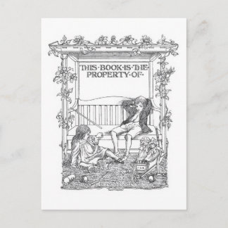 Cartão Postal "Este Livro Pertence A" Postcard de Rótulo de Livr