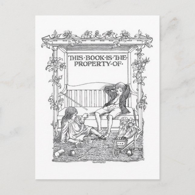 Cartão Postal "Este Livro Pertence A" Postcard de Rótulo de Livr (Frente)