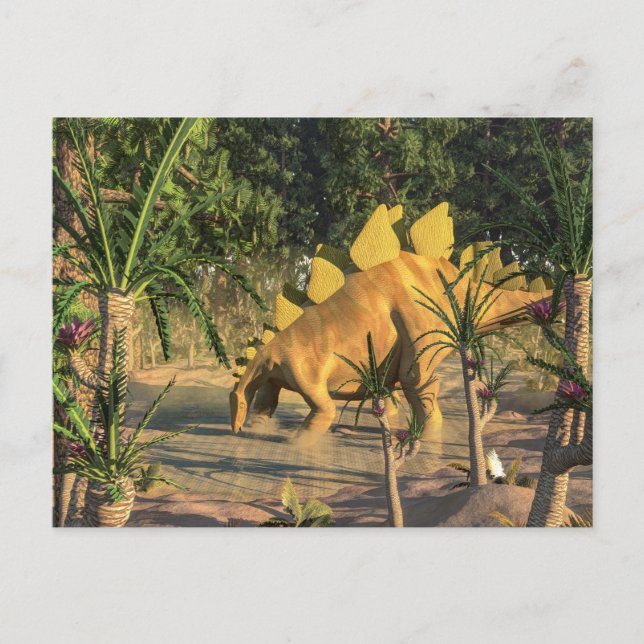 Cartão Postal Estegossauro dinossauro - renderização 3D (Frente)