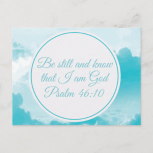 Cartão Postal Esteja quieto e conheça a bela Bíblia cristã verso