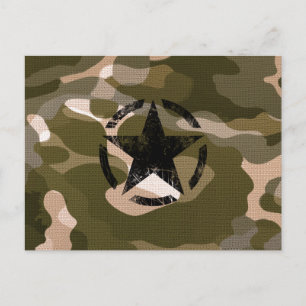 Cartão Postal Estêncil Estrelado Vintage na Camouflage
