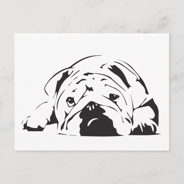 Cartão Postal Estêncil para Bulldog Britânico (Frente)