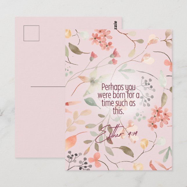 Cartão Postal Ester 4:14 Arte de Verso da Bíblia Cristã (Frente/Verso)