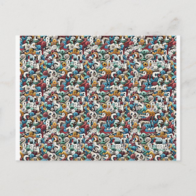 Cartão Postal Estereograma da Letra R Magic Eye - Sem Envelope (Frente)