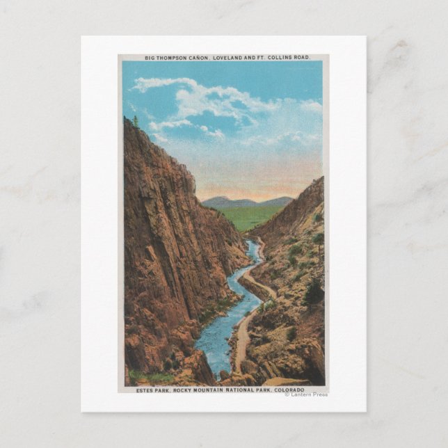 Cartão Postal Estes Park, CO - Vista do Big Thompson Canon (Frente)
