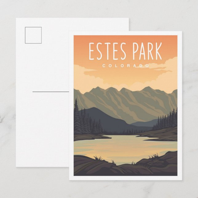 Cartão Postal Estes Park Colorado USA Travel Illustration (Frente/Verso)