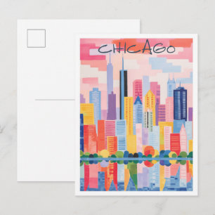 Cartão Postal Estética da Cidade de Viagem Chicago EUA