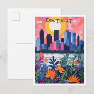 Cartão Postal Estética da Cidade de Viagem Detroit Michigan