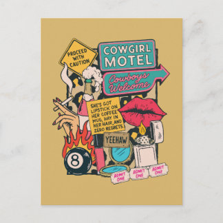 Cartão Postal Estética de Cowgirl do Velho Oeste