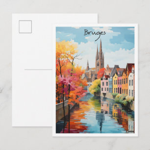 Cartão Postal Estética de Viagem Bruges Bélgica
