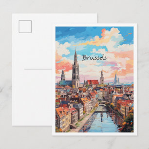 Cartão Postal Estética de Viagem Bruxelas Bélgica