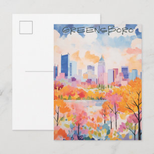 Cartão Postal Estética de Viagem da Cidade de Greensboro Carolin