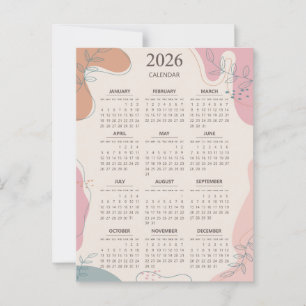 Cartão Postal Estética do Abstrato do Meio século de Calendário 