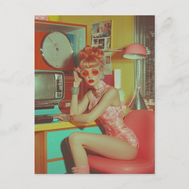 Cartão Postal Estética do Glam Futuro Retro (Frente)