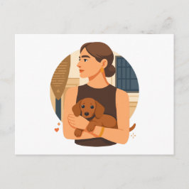 Cartão Postal Estética Moderna de Mãe de Cachorro com Cachorrinh