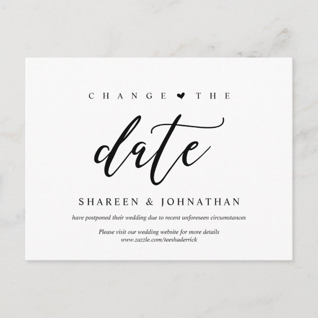 Cartão Postal Estética moderna, Mude a data, Partido adiado (Frente)