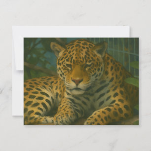 Cartão Postal Estilidade do ouro - Leopardo em repouso na folhag