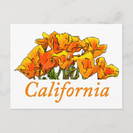 Cartão Postal Estilizado texto "California Poppy Art", "Californ
