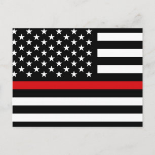 Cartão Postal Estilo Bombeiro Patriótico Bandeira Americana