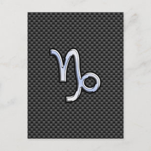 Cartão Postal Estilo Cromo Capricórnio Símbolo Zodiac na Fibra d