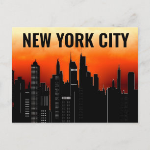 Cartão Postal ESTILO DA VINTAGEM DE SKYLINE Nova Iorque SUNSET