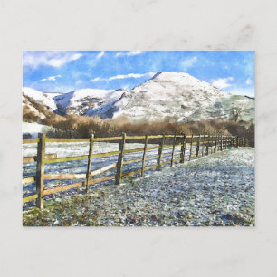 Cartão Postal Estilo de Aquarela de Neve de Pico