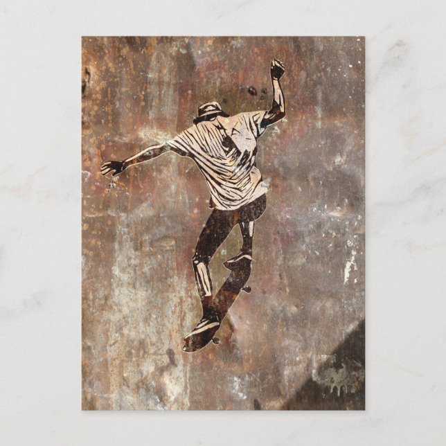 Cartão Postal Estilo de Arte da Rua Skateboarder (Frente)