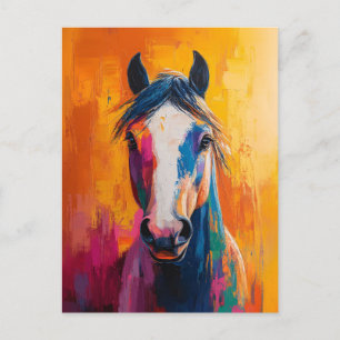 Cartão Postal Estilo de Arte Pop de Cavalo Pintura Digital