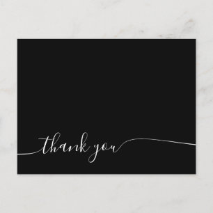 Cartão Postal Estilo de Assinatura Elegante Preto e Branco Obrig