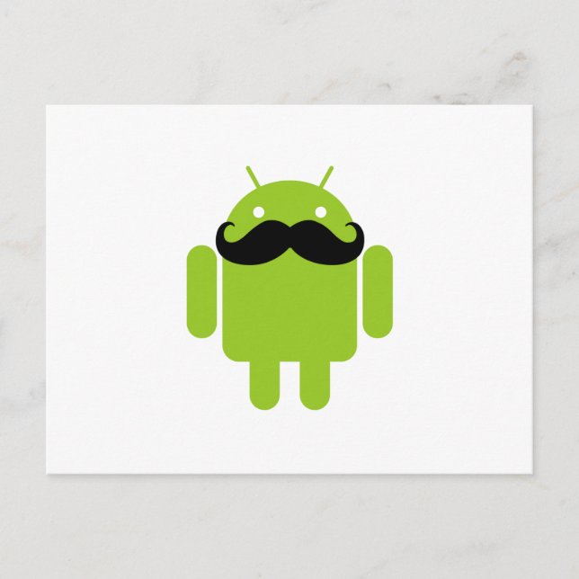 Cartão Postal Estilo de Bigode Excêntrico do Robô Android (Frente)
