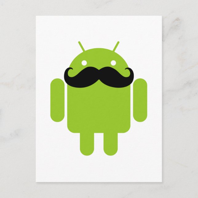Cartão Postal Estilo de bigode Whimsical Robot Android (Frente)