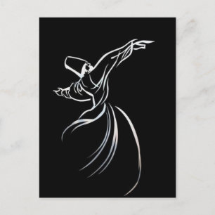 Cartão Postal Estilo De Calígrado De Desenho De Linha Dervish Em