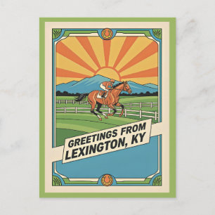 Cartão Postal Estilo de corrida de cavalos de Lexington Kentucky