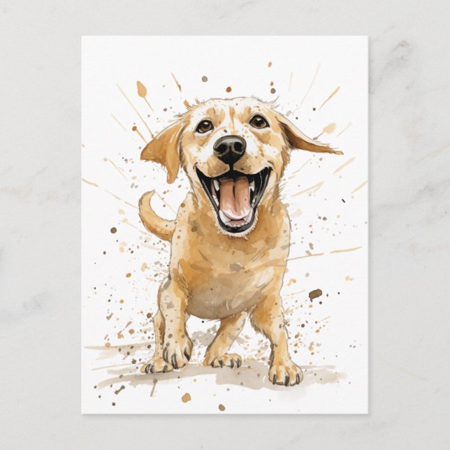 Cartão Postal Estilo de desenho animado Amarelo Labrador (Frente)