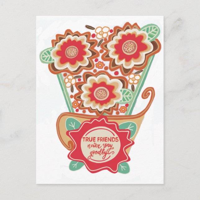 Cartão Postal Estilo de Design Floral Único (Frente)