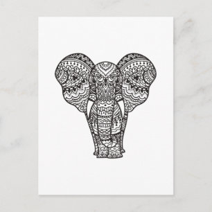 Cartão Postal Estilo de Elefante Decorativo