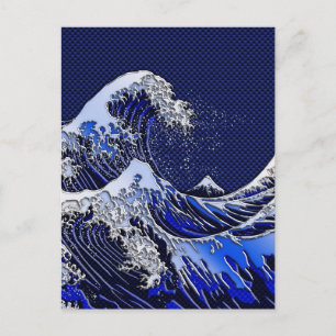Cartão Postal Estilo de Fibra de Carbono de Onda Hokusai Excelen
