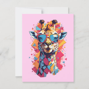 Cartão Postal Estilo de grafite Girafa Portrait-58567
