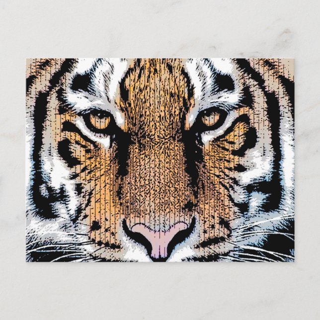 Cartão Postal Estilo de Impressão do Gráfico de Retrato de Tigre (Frente)