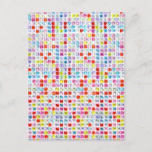 Cartão Postal Estilo de Rinotraqueíte Mosaica Multicolor