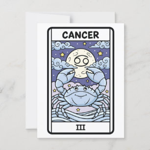 Cartão Postal Estilo de Tarô de Ilustração Zodiac do cancer