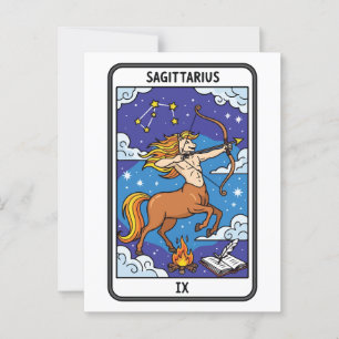Cartão Postal Estilo de Tarô de Ilustração Zodíaca Sagittarius