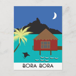 Cartão Postal estilo de viagens vintage Bora Bora