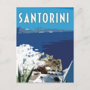 Cartão Postal Estilo de viagens vintage da Grécia Santorini