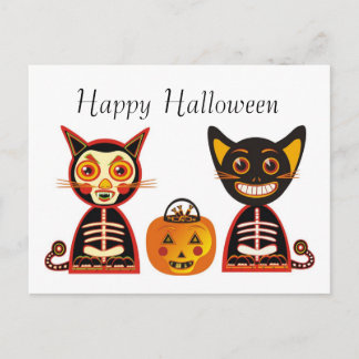 Cartão Postal Estilo de Vintage Feliz Halloween