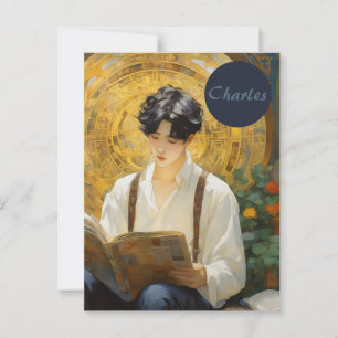 Cartão Postal Estilo de Vintagem Romântico Arte de Leitura de Me