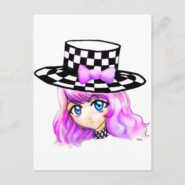Cartão Postal Estilo Gótico da Anime Manga Punk Lolita Harajuku (Frente)